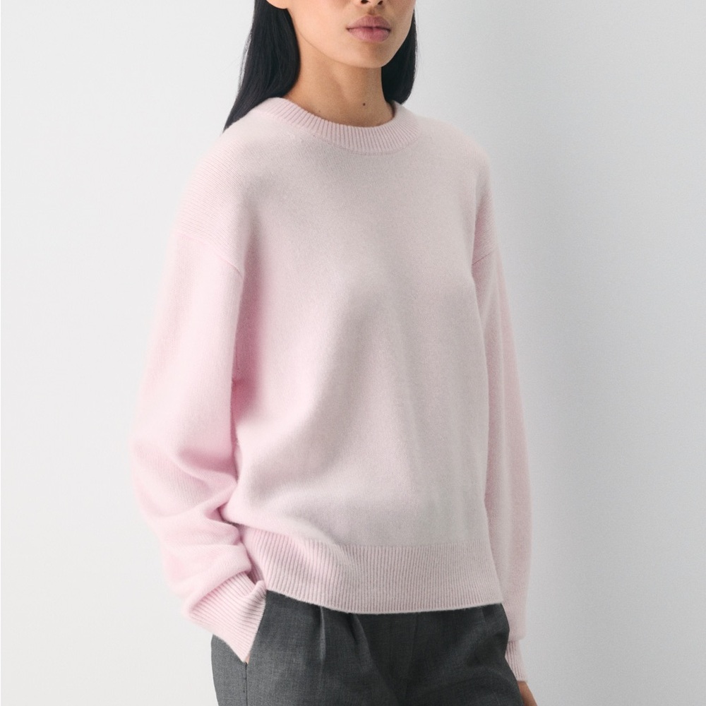 Aritzia Babaton Relaxed Pink Crew Neck Cashmere Sweater
